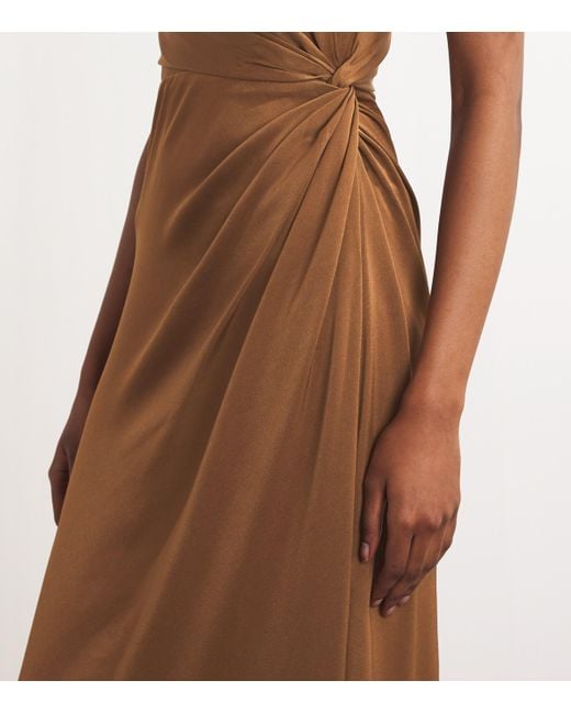 Alex Perry Brown Satin Crepe Twist Gown