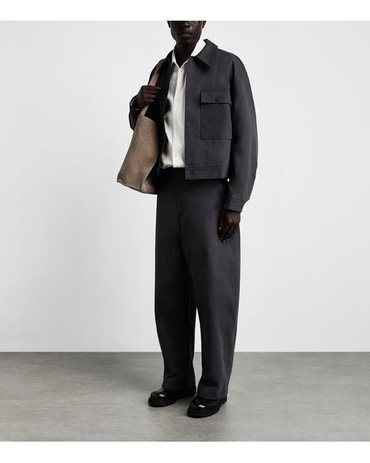 Studio Nicholson Black Cotton Concealed Placket Overshirt for men