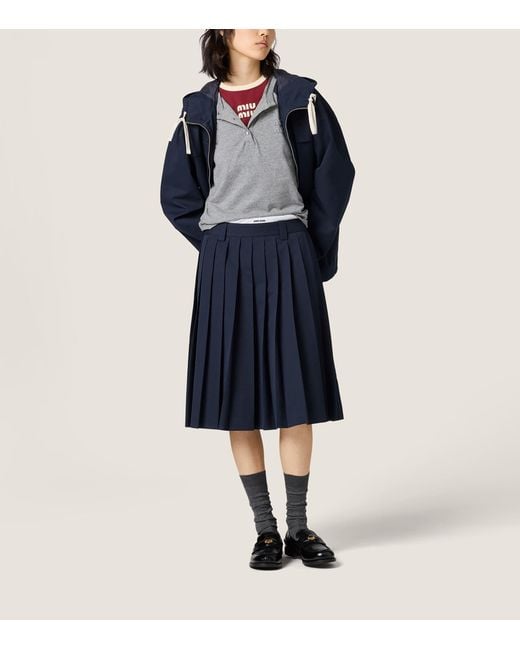 Miu Miu Blue Cotton Jersey Henley T-Shirt