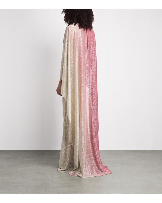 Talbot Runhof Pink Ombré Voile Cape Gown
