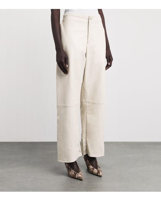 Lauren Manoogian White Nappa Leather Wide-Leg Trousers