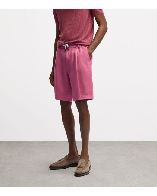 Boss Linen Tapered Shorts for men