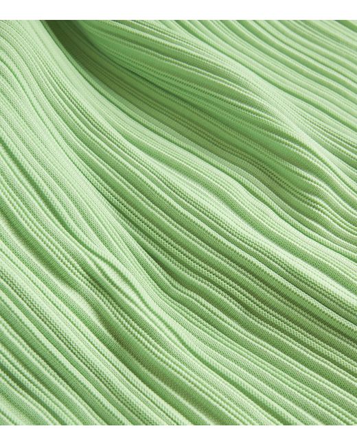 Pleats Please Issey Miyake Green Crepe Knit Top
