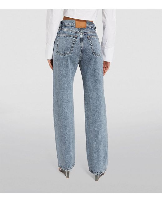 Alexander Wang Blue Crystal-embellished Mid-rise Straight Jeans