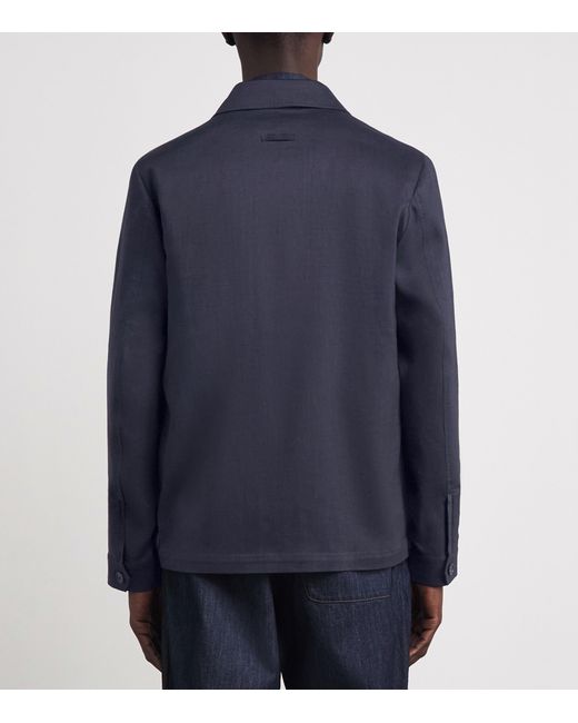 Corneliani Blue Linen-Wool Overshirt for men