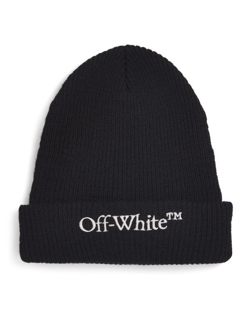 Off-White c/o Virgil Abloh Black Off- Wool Embroidered Bookish Logo Beanie for men