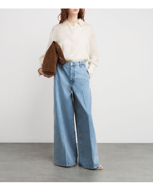 FRAME Blue The Drape Wide-Leg Jeans