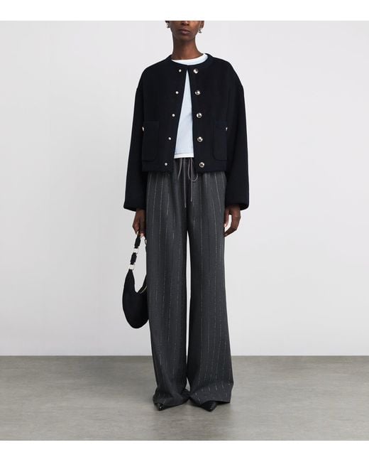 Maje Blue Wool-Blend Double-Faced Jacket