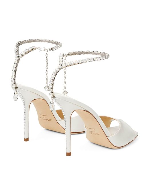 Jimmy Choo White Saeda 100 Satin Sandals