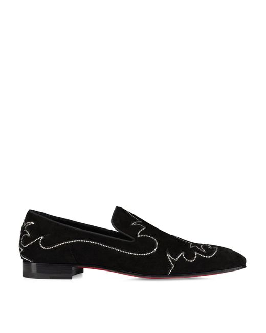 Christian Louboutin Black Danysiago Velour Strass Loafers for men