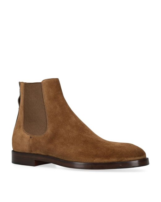 Zegna Brown Suede Torino Chelsea Boots for men