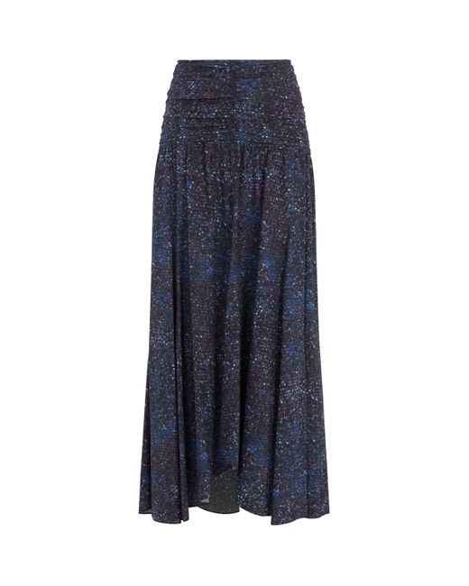 Isabel Marant Blue Stretch-Silk Printed Syana Maxi Skirt