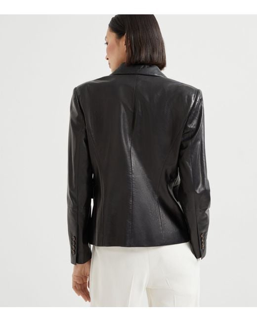Brunello Cucinelli Black Nappa Leather Blazer