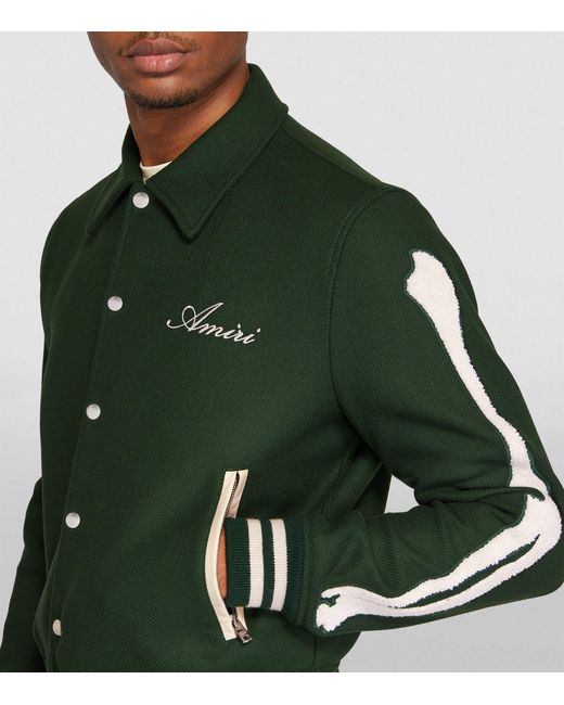 Amiri Green Bones Varsity Jacket for men