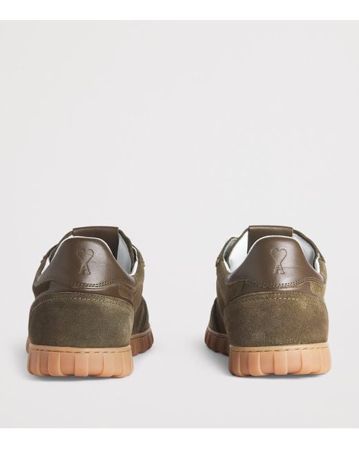 AMI Brown Suede Low-Top Sneakers for men