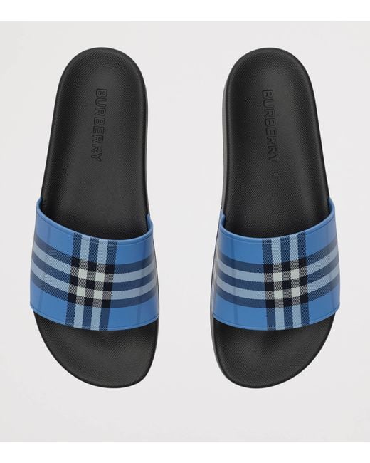 Burberry Blue Check Slides for men