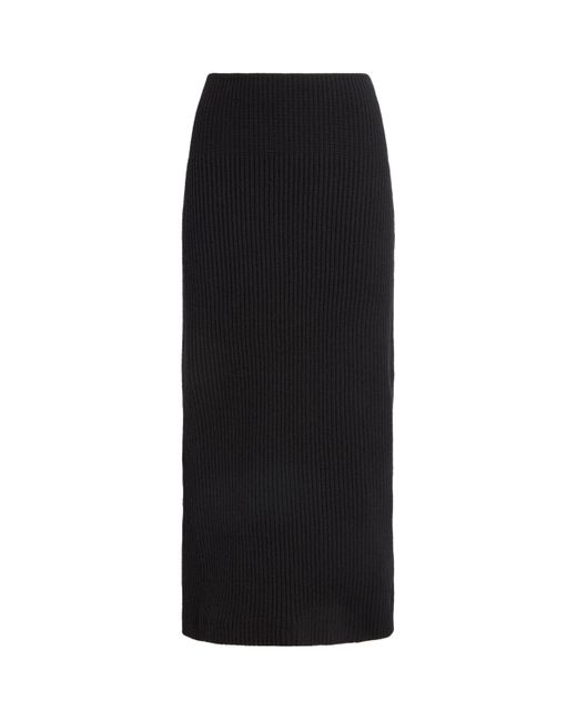 Iris Von Arnim Black Cashmere High-Waist Asina Midi Skirt