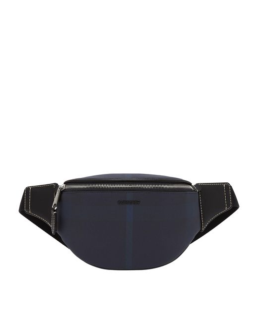 Burberry Blue Exaggerated Check Mini Belt Bag for men