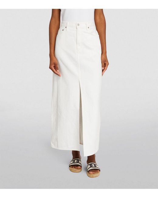 Agolde White Denim Leif Maxi Skirt