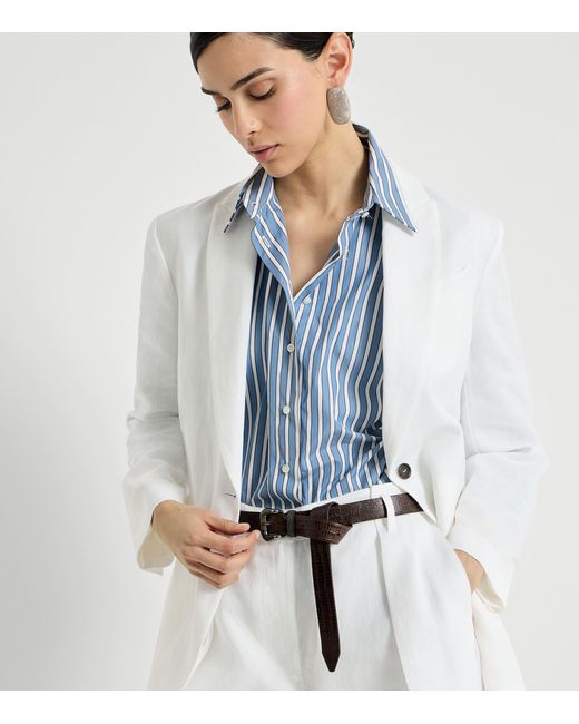 Brunello Cucinelli White Cotton Single-Breasted Blazer