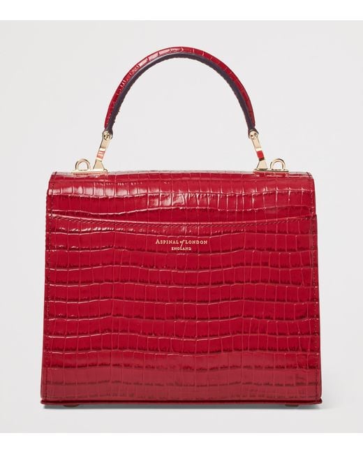 Aspinal Red Midi Leather Mayfair Top-Handle Bag