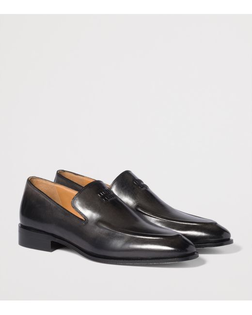Miu Miu Black Leather Logo Loafers