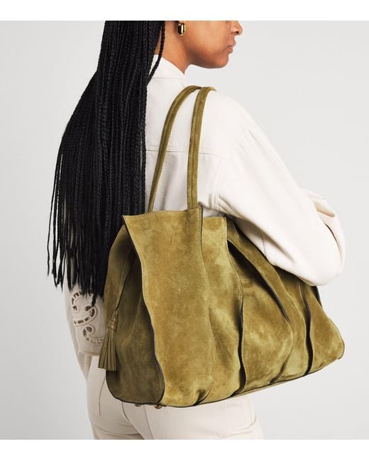Ulla Johnson Green Suede Adria Tote Bag