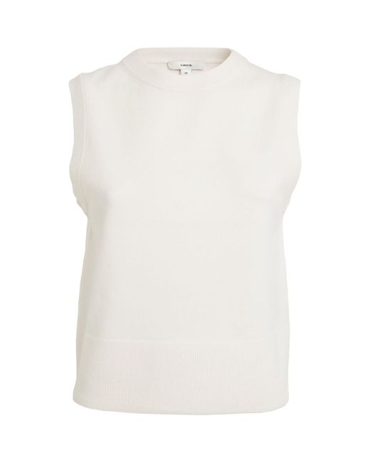 Vince White Wool-cashmere Cropped Sweater Vest