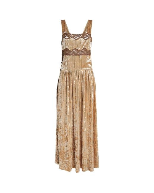 Loretta Caponi Metallic Velvet Sabine Midi Dress
