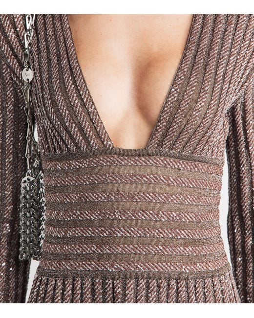 Missoni Brown Long-Sleeve V-Neck Maxi Dress