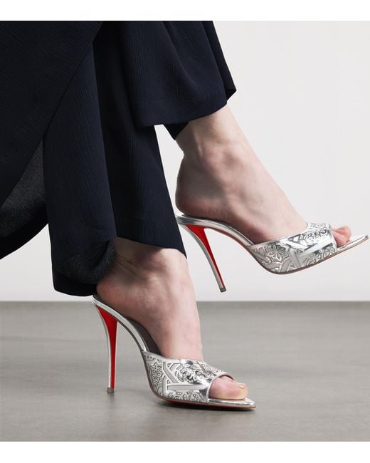 Christian Louboutin White Miss Z Mule Carouba Leather Mules 100