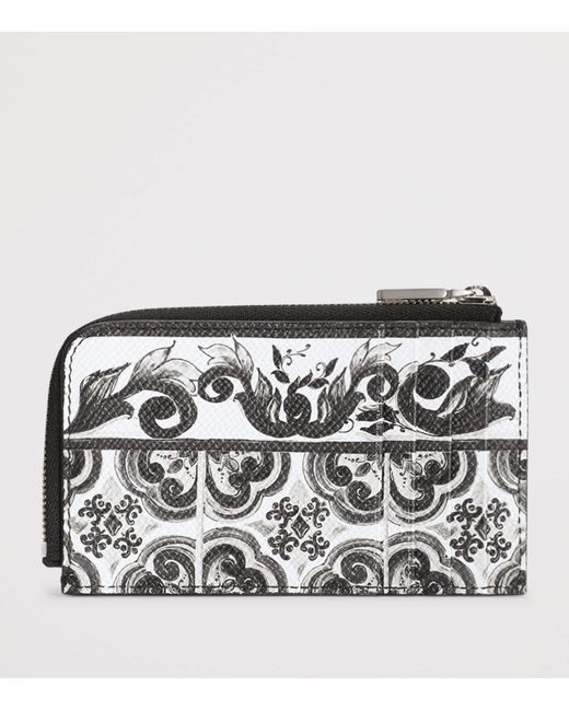 Dolce & Gabbana Black Grained Calfskin Majolica Cardholder for men