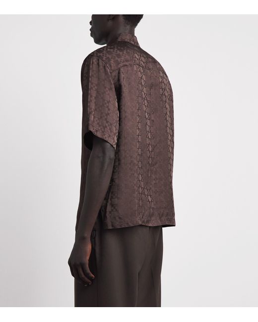 Sandro Brown Jacquard Cross Short-Sleeve Shirt for men