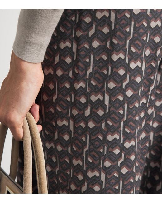 Colombo Gray Silk Printed Trousers