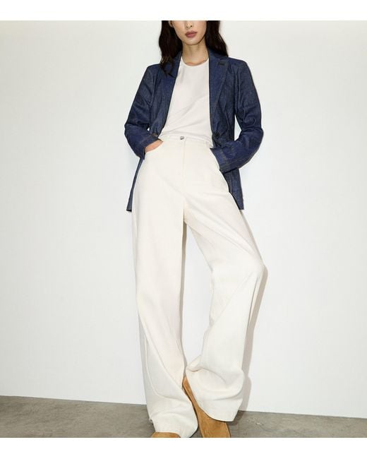 MAX&Co. White Wool-Blend Straight Leg Trousers