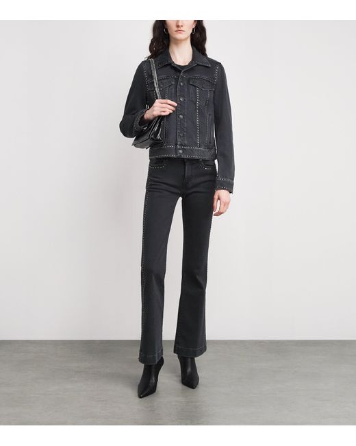 7 For All Mankind Black Studded Trucker Denim Jacket