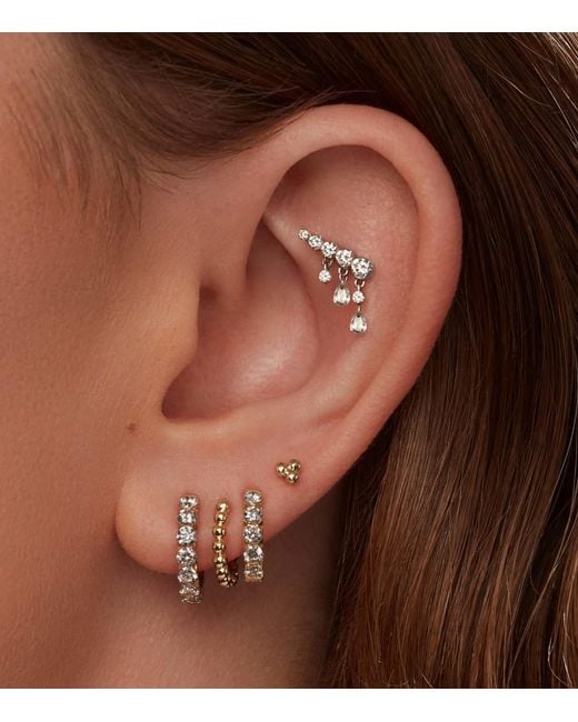 Maria Tash Metallic Ball Trinity Single Threaded Stud Earring