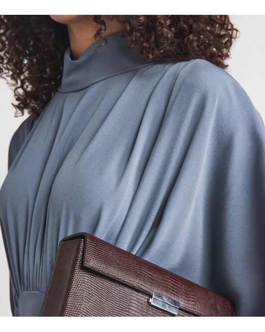 Agnona Blue Draped Kimono Maxi Dress