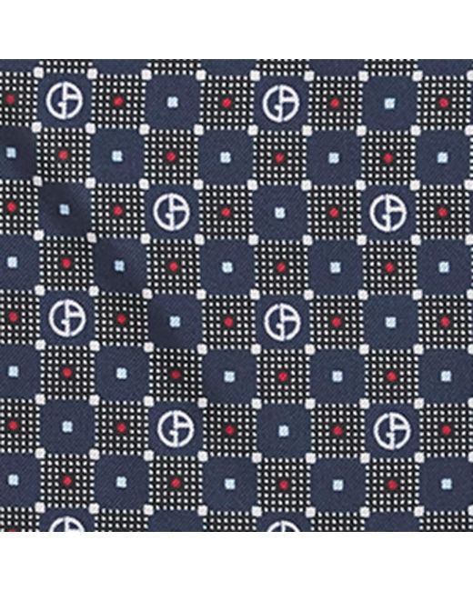 Giorgio Armani Blue Silk Monogram Pocket Square for men