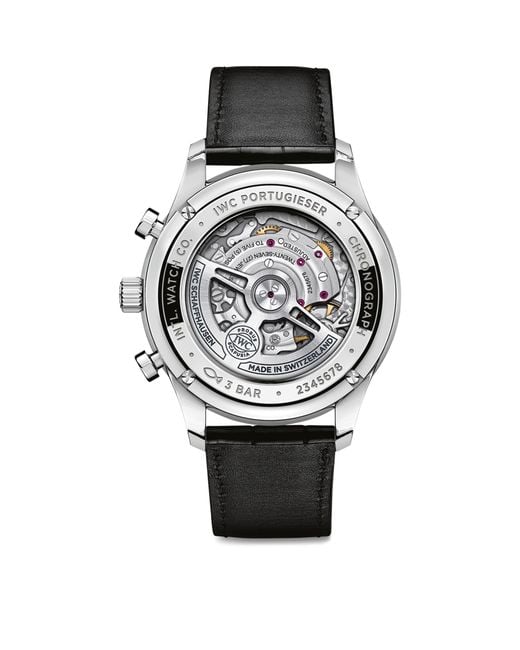 Iwc Gray Stainless Steel Portugieser Chronograph Watch for men