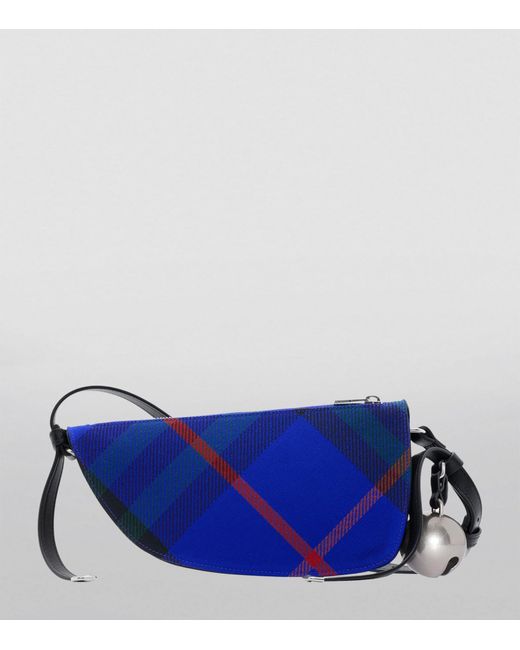 Burberry Blue Mini Check Shield Sling Shoulder Bag