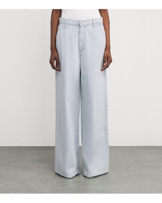Rag & Bone White Textured Sofie Wide-Leg Jeans