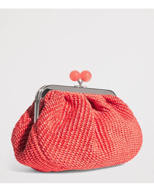 Weekend by Maxmara Red Small Raffia-Effect Pasticcino Bag