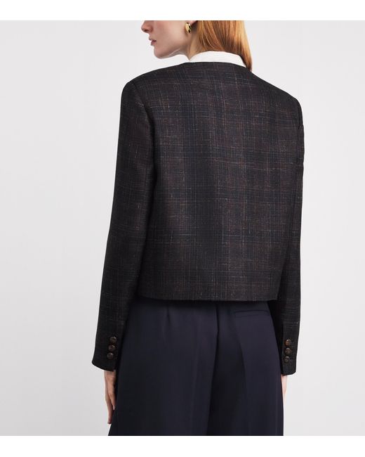 Blazé Milano Black Virgin Wool-Blend Cropped Jacket