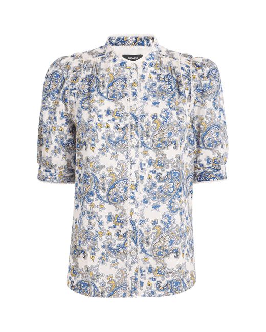 ME+EM Blue Cotton Paisley Blouse