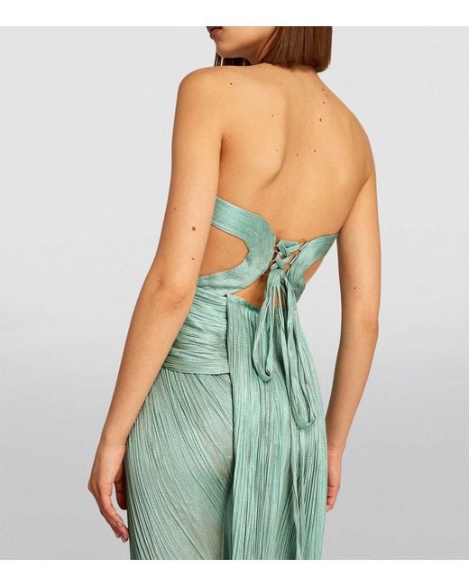 Maria Lucia Hohan Green Silk Caly Strapless Split Gown