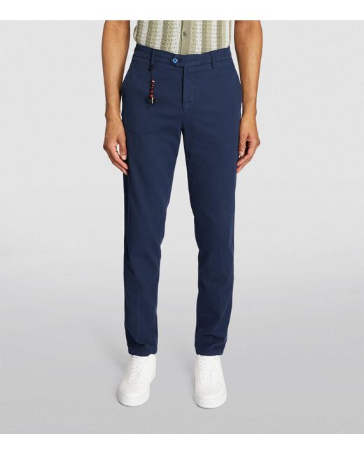 Marco Pescarolo Blue Cotton-silk Slim Trousers for men