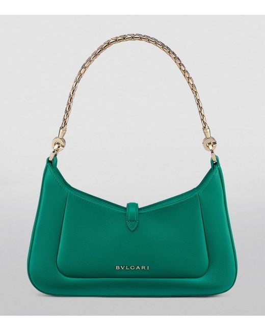 BVLGARI Green Leather Serpenti Baia Shoulder Bag