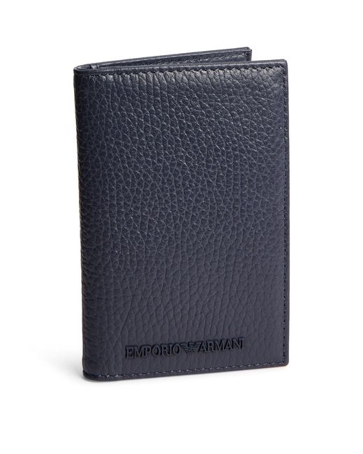 Emporio Armani Blue Leather Bifold Card Holder for men