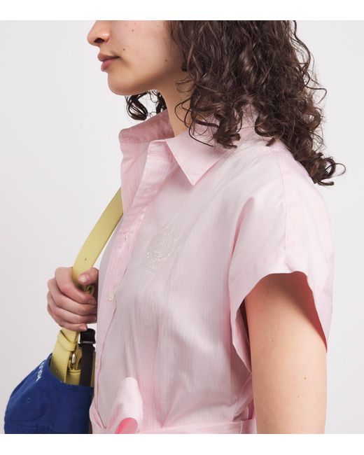 Polo Ralph Lauren Pink Cotton Stripe Midi Shirt Dress
